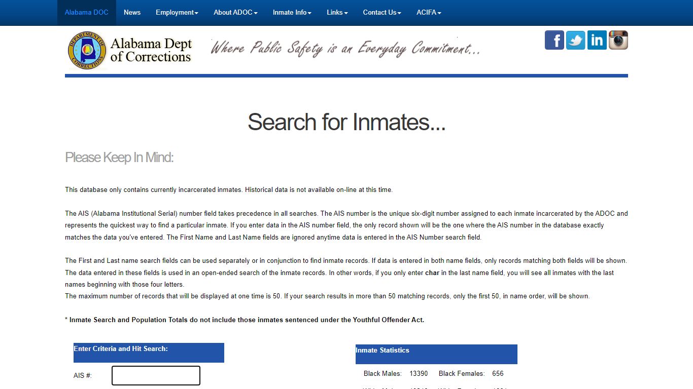 - Alabama Dept of Corrections